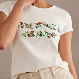 Anthropologie’s Maeve “VAGANZA” Floral Graphic Print Tee Shirt